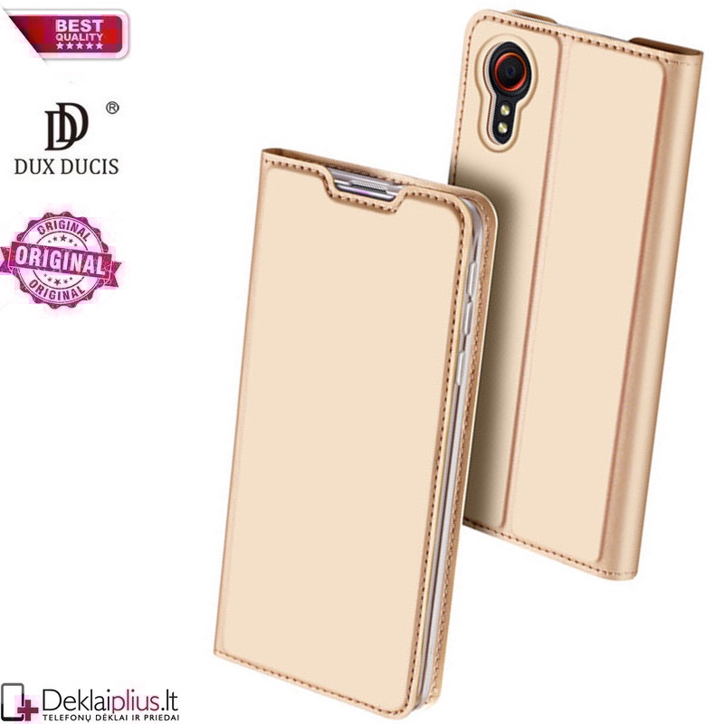 Dux Ducis dirbtinės odos atverčiamas dėklas - auksinės spalvos (telefonui Samsung Xcover 5) Dux Ducis dirbtinės odos atverčiamas dėklas - auksinės spalvos (telefonui Samsung Xcover 5)